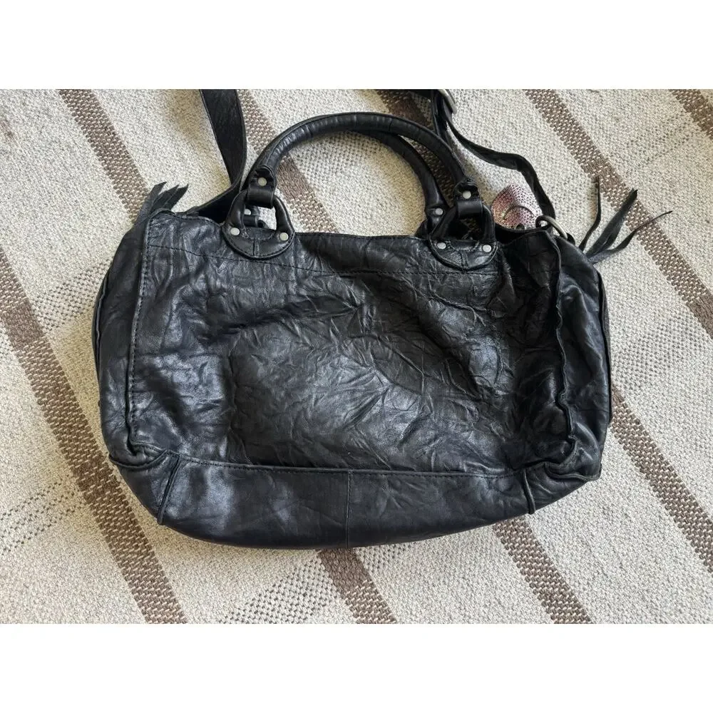 Y2K Juicy Couture Black Leather Large Purse Downtown Royal Tote Crossbody USA